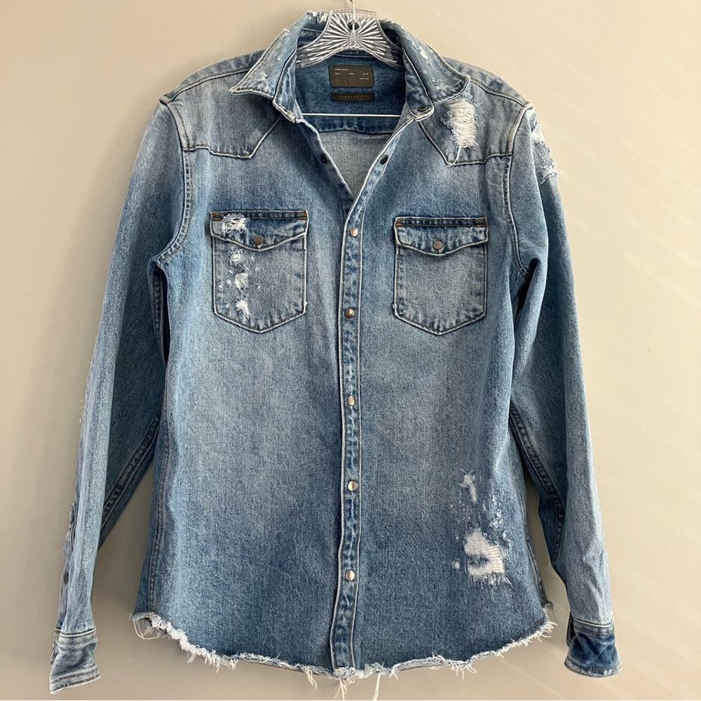 Zara denim shirt jacket .